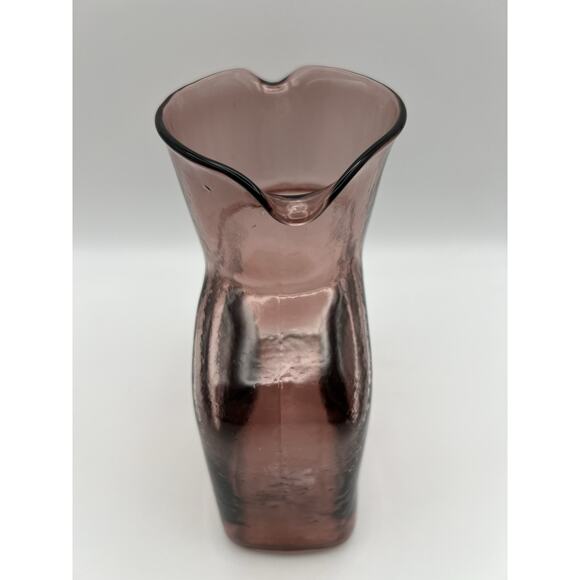 BLENKO Amethyst Purple Glass Double Spouted Water Pitcher Jug Caraf Bottle 8” - Picture 7 of 13
